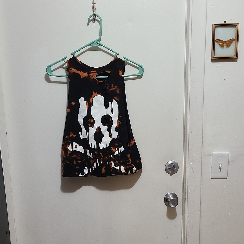 Black and Orange Skull Tank Top